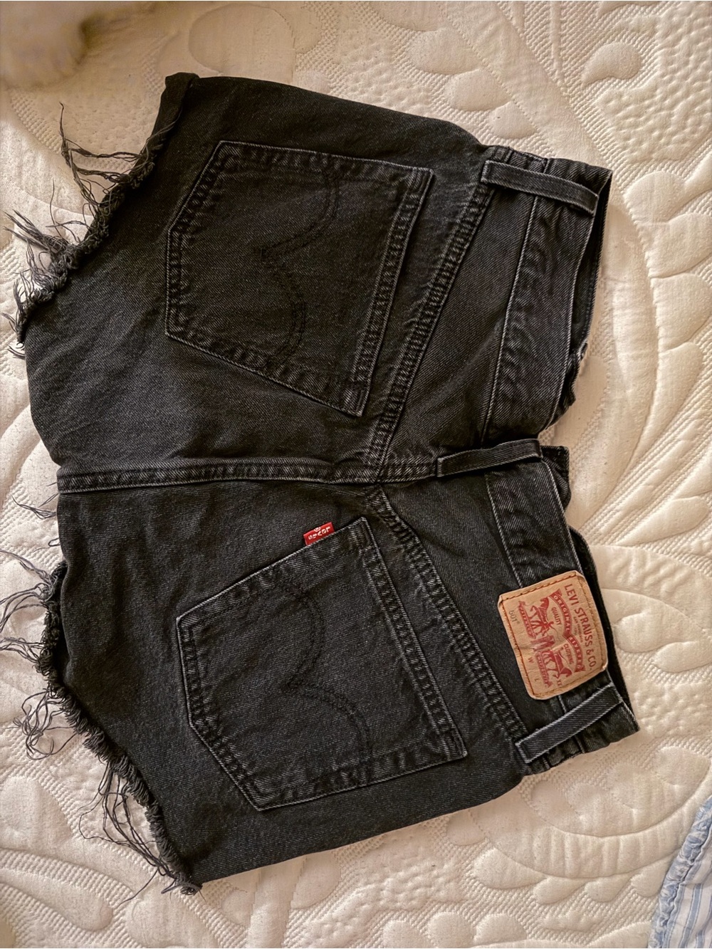 Levi's Black 501 Frayed Denim Ankle-Crop Shorts